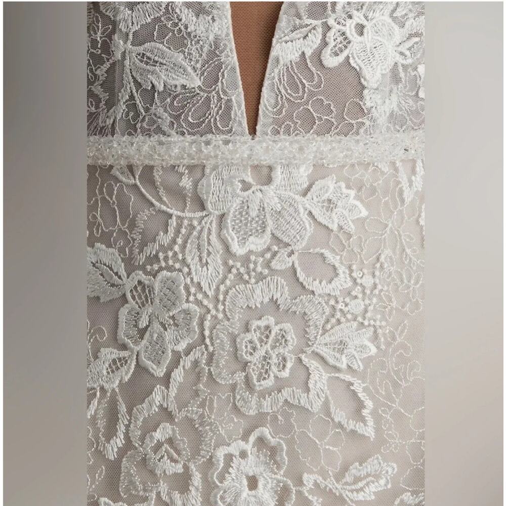 New BHLDN Riki Dalal Joan Illusion V-Neck Long-Sleeve Lace Wedding Gown Size 12 - Picture 5 of 14